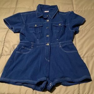 Royal Blue Denim Romper